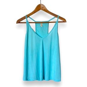 Free People Intimate Blue Cami Sz Medium EUC Tank Top V-Neck Flowy, Relaxed Fit